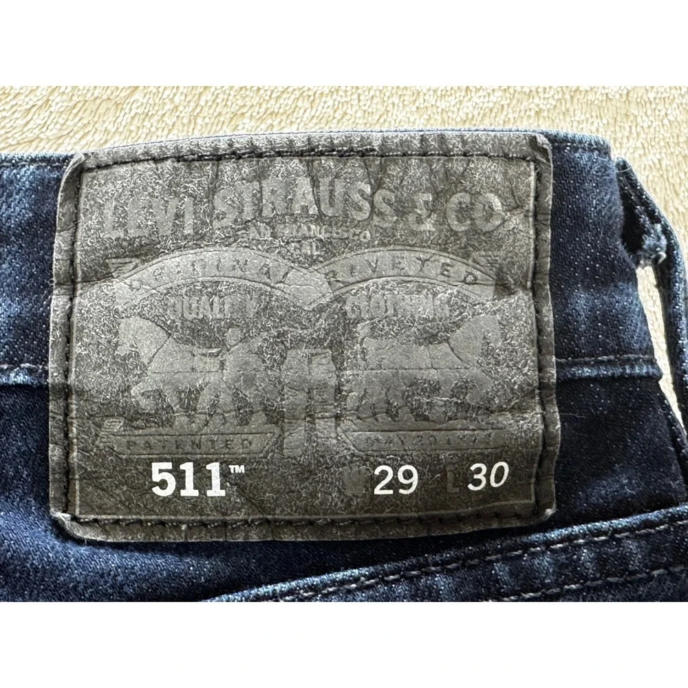 Levi's Mens 511 Commuter Slim Fit Dark Wash Blue Jeans 29x30 Meas: 29x28.5